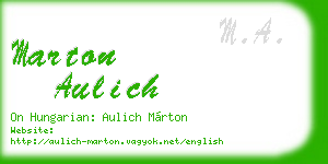 marton aulich business card