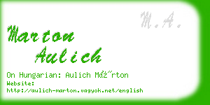 marton aulich business card